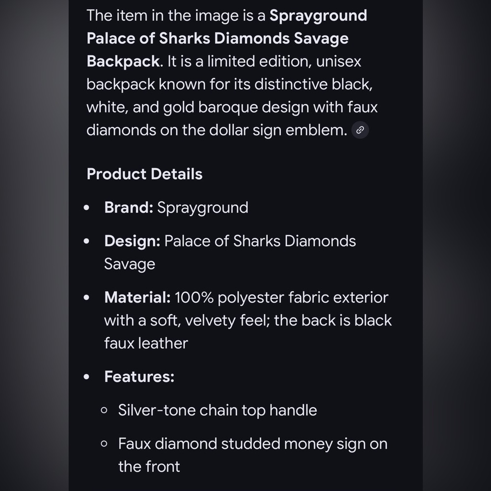 Sprayground Palace of Sharks Diamonds Savage Backpack.Limited EDT HTF NWT - Picture 15 of 16